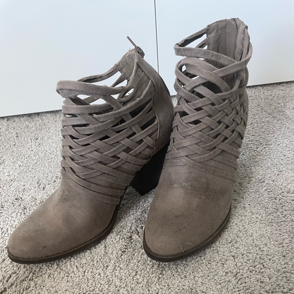 Fergalicious woven strap booties